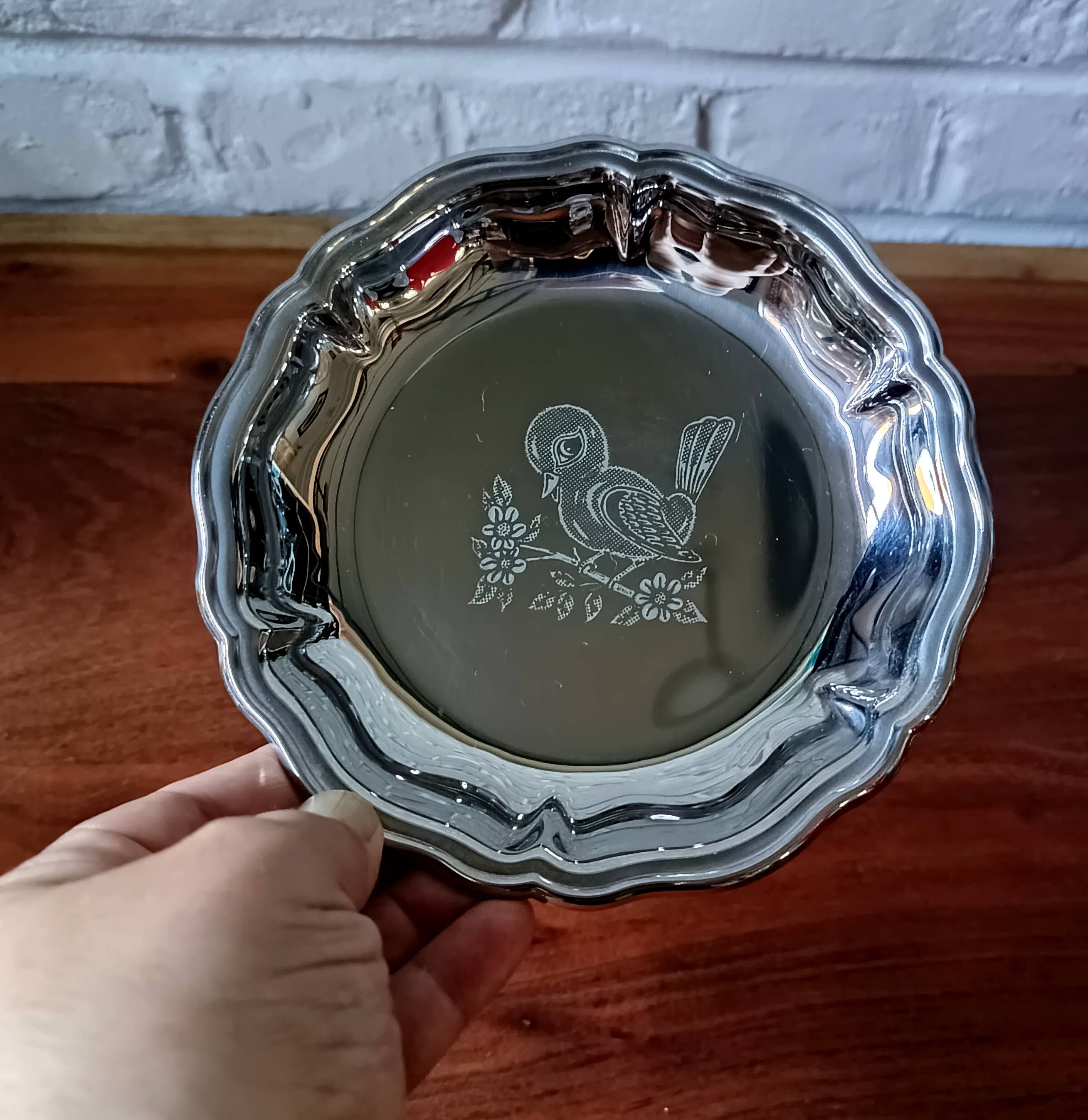 EARLY AGE baby stainless steel plate with spoon Jean Couzon Goldsmith