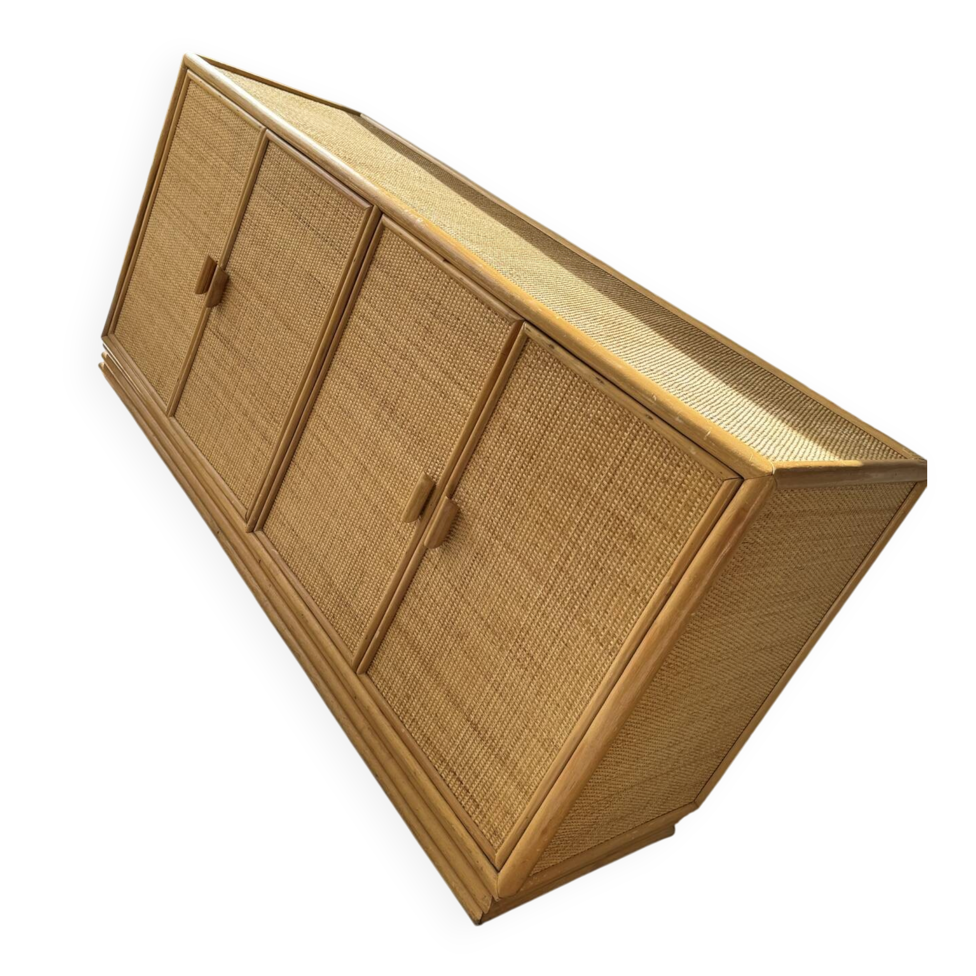 Sideboard wood wicker caning rattan