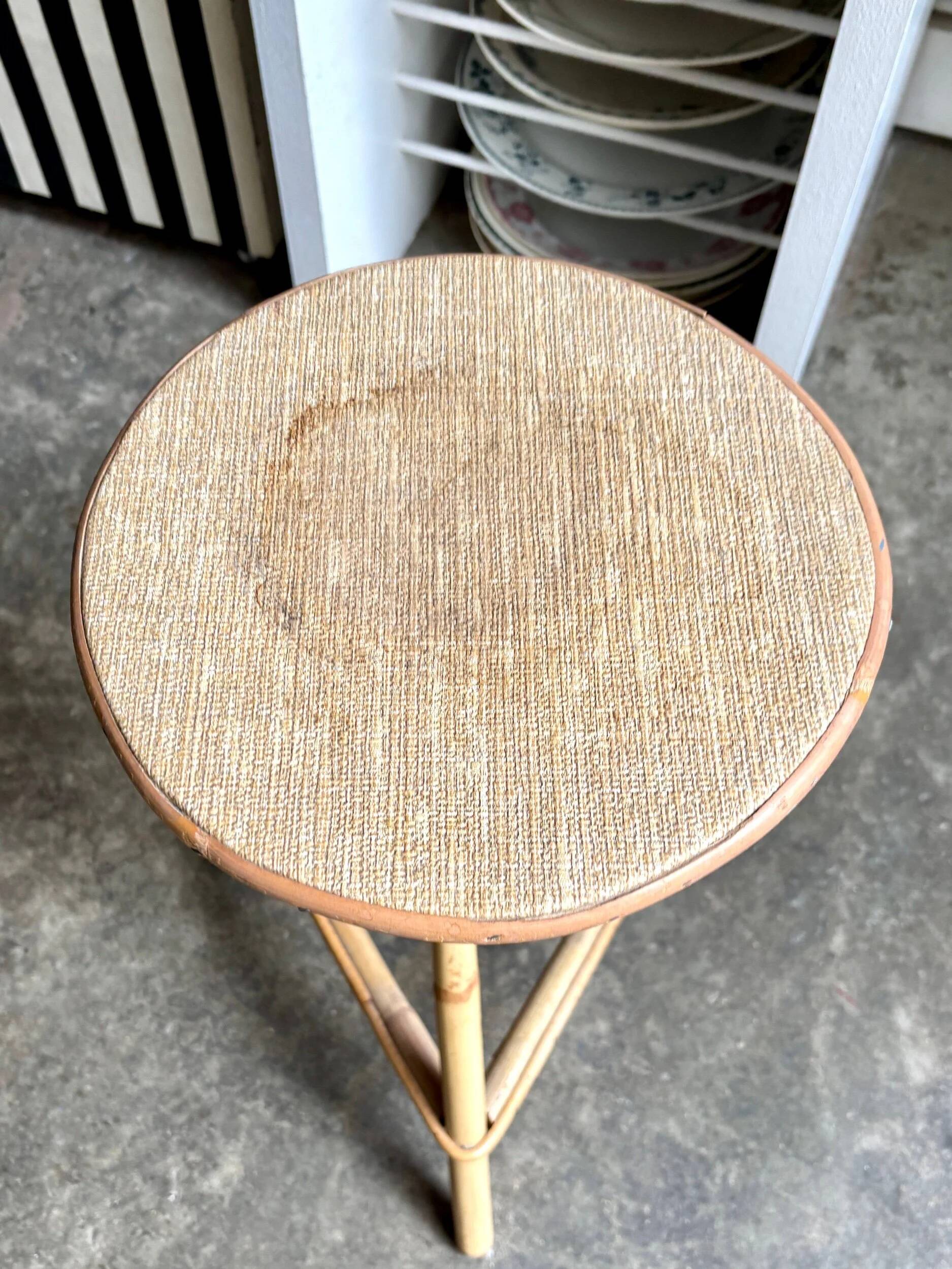 Tripod stool in rattan