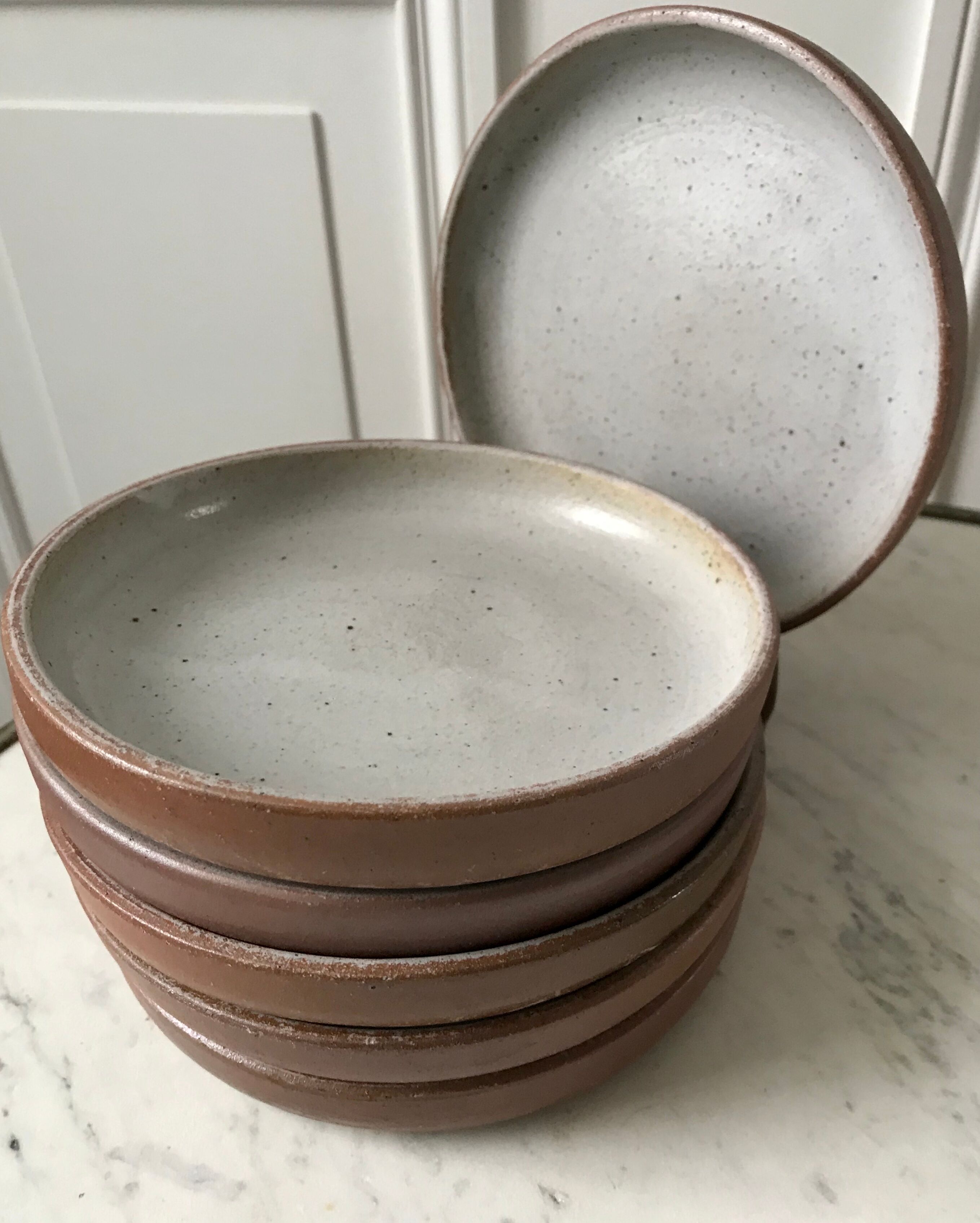 Set of 6 dessert plates in glazed stoneware 60s-70s