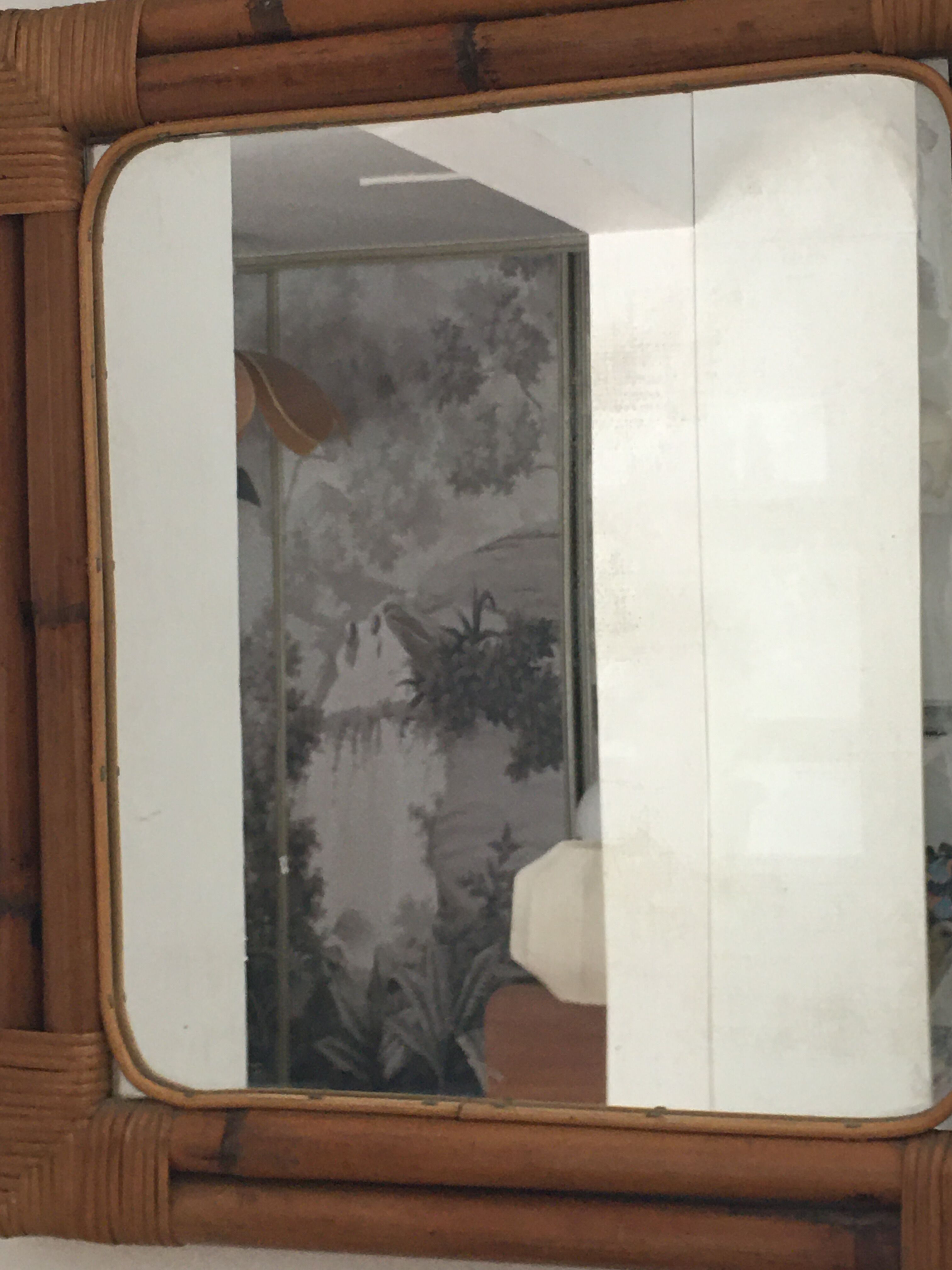 70s rattan mirror