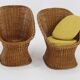 1960s Pair of Rattan Lounge Chairs , Italy