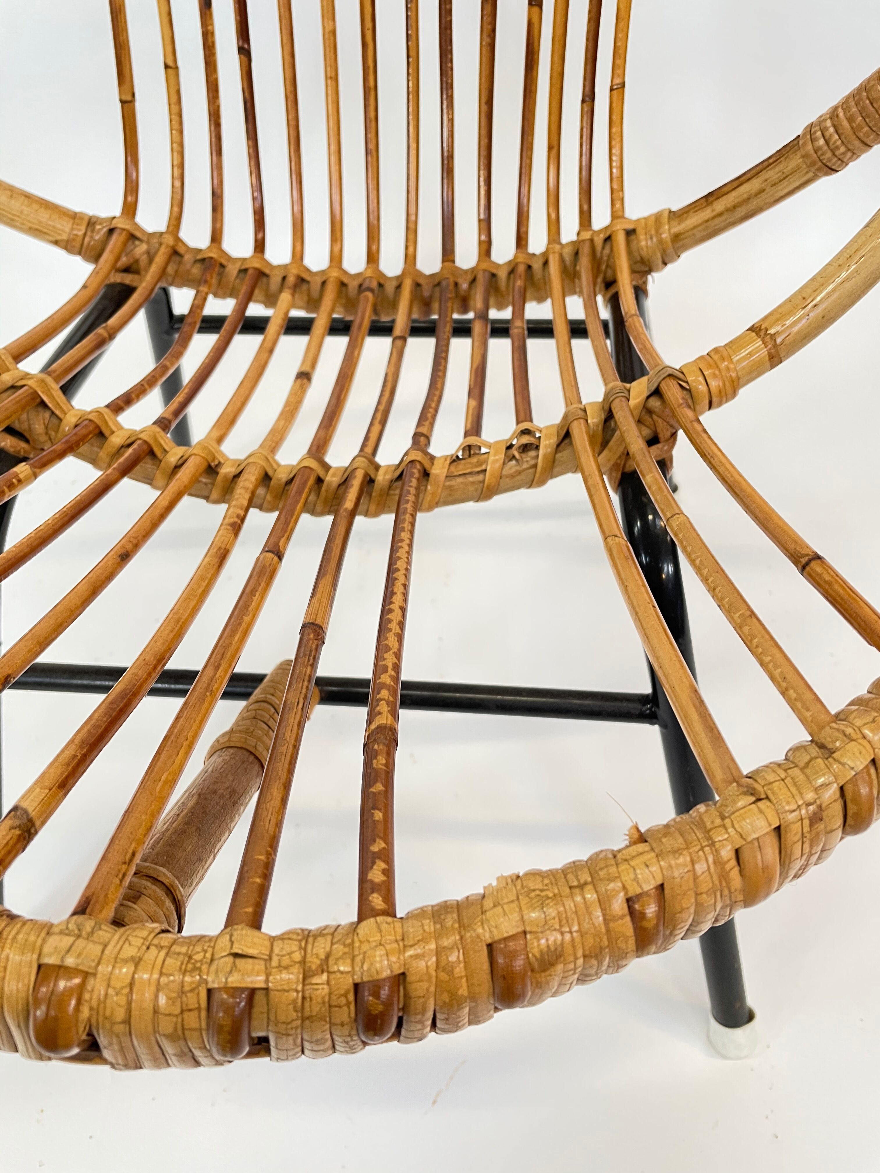 Fauteuil vintage en rotin par Dirk van Sliedregt Rohe Noordwolde 1960 aux Pays-Bas