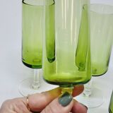 5 flûtes à champagne en verre soufflé vert