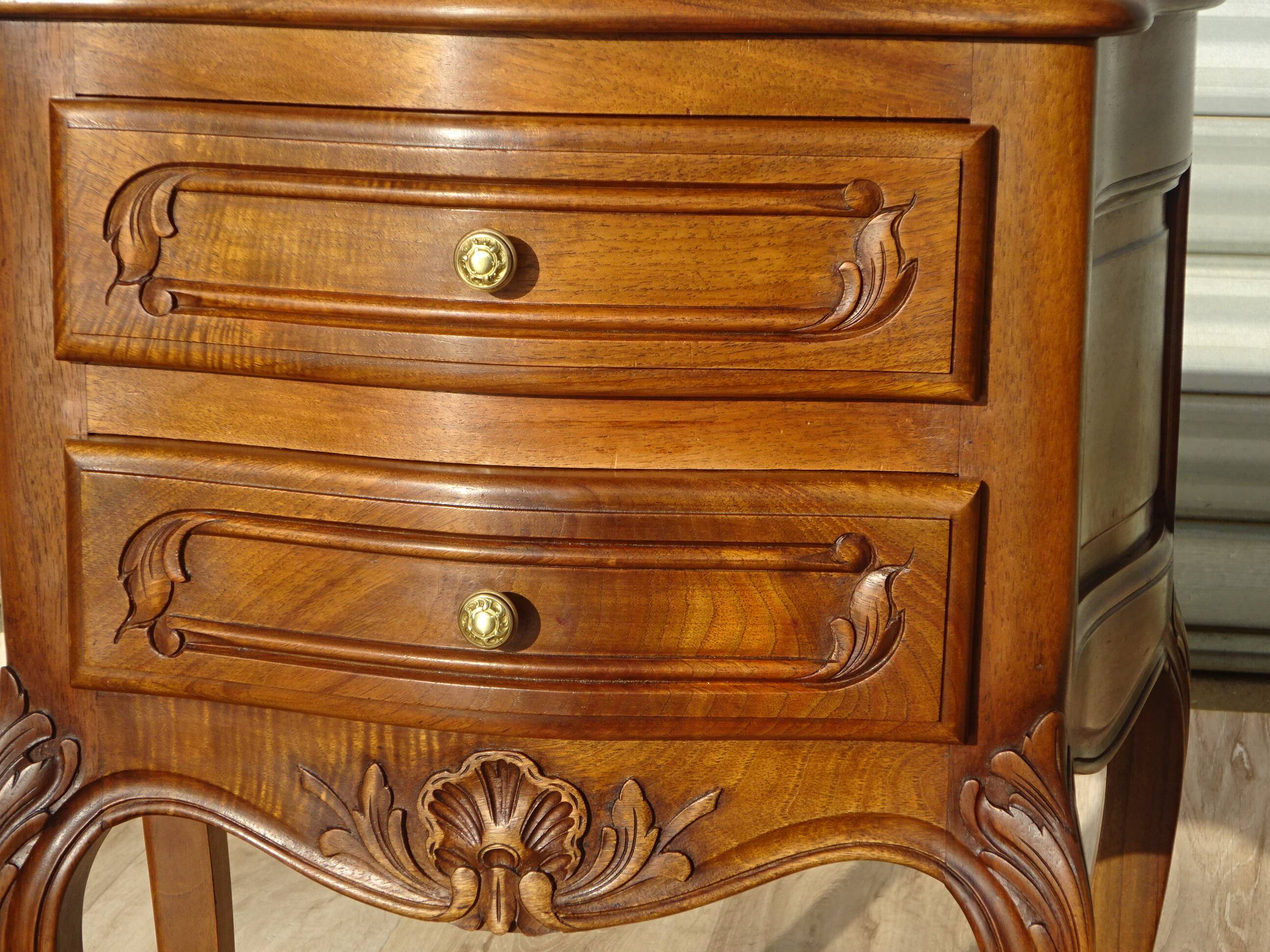 Small walnut bedside table in Louis XV style.