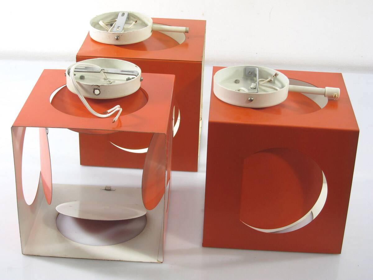 3 Stockmann Orno orange vintage Shogo Suzuki lamps
