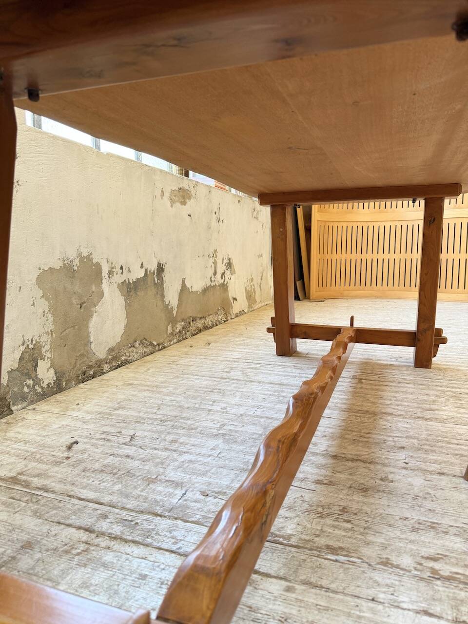 Aranjou farmhouse table in blond elm, 1950s