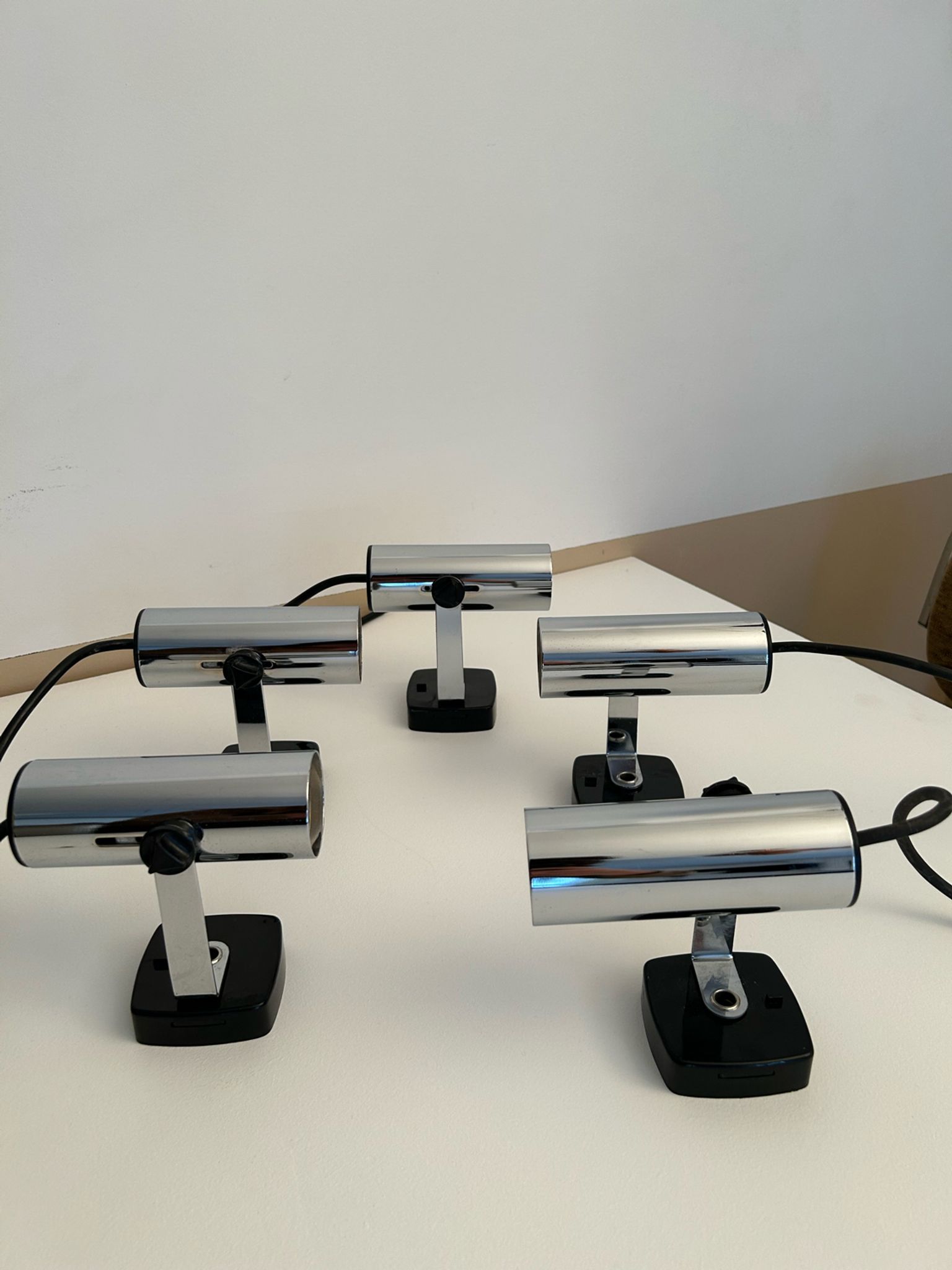Set de 5 appliques vintage orientable chromée, Italie 1970