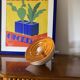 Space Age Orange glass table lamp, France 1970s