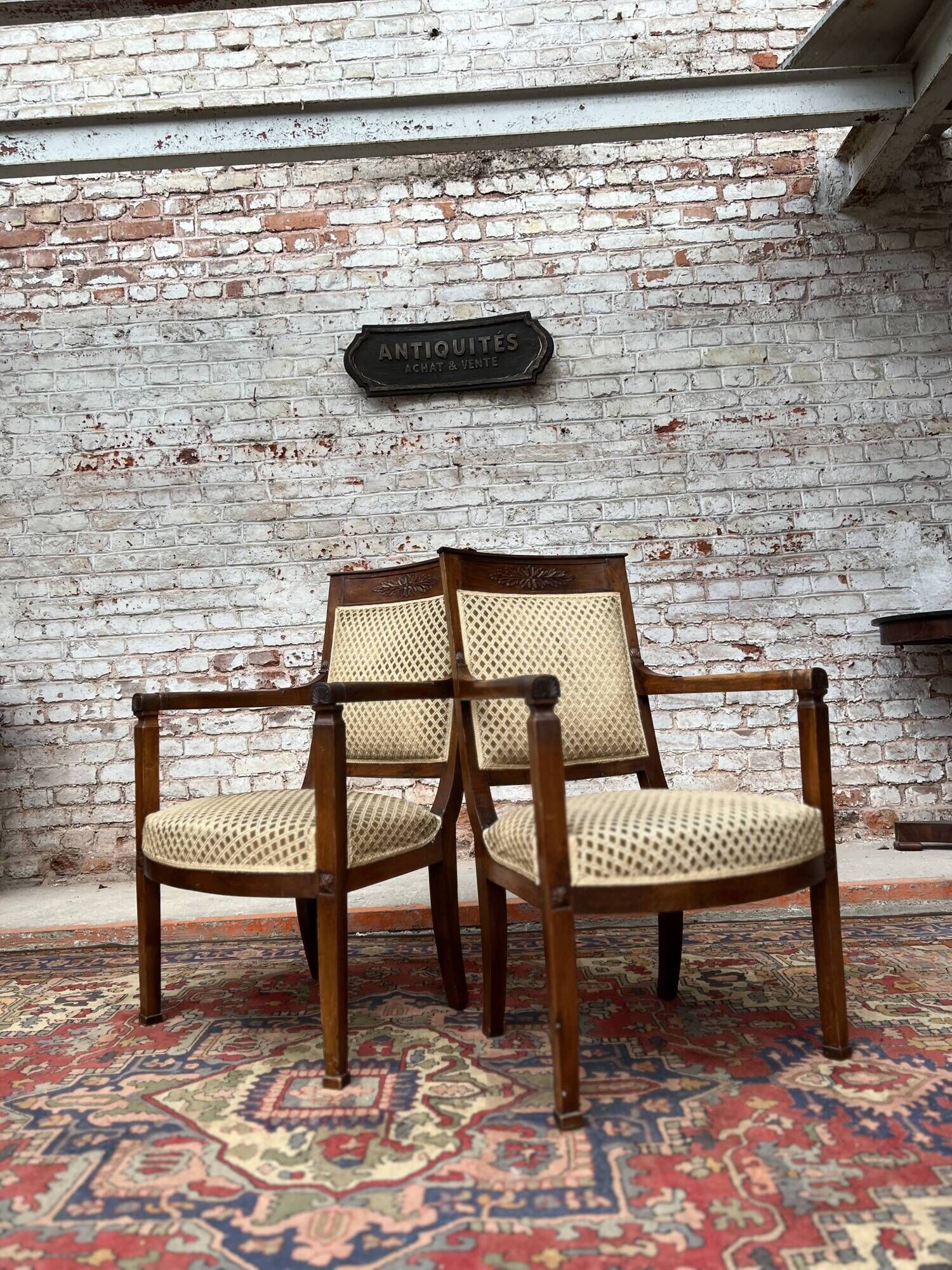 Pair of mahogany armchairs Empire XIXth century