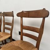 4 old rustic straw chairs