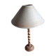 Table lamp in braided blond wood, braided rattan lampshade, 70 years