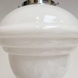 Opal glass ceiling lamp with cable from the 1960s