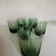 Set de 7 verres gobelets 1960 en verre soufflé vert