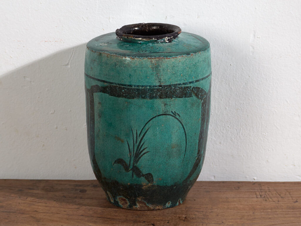 Large ancient turquoise green vase (circa 1820) #30