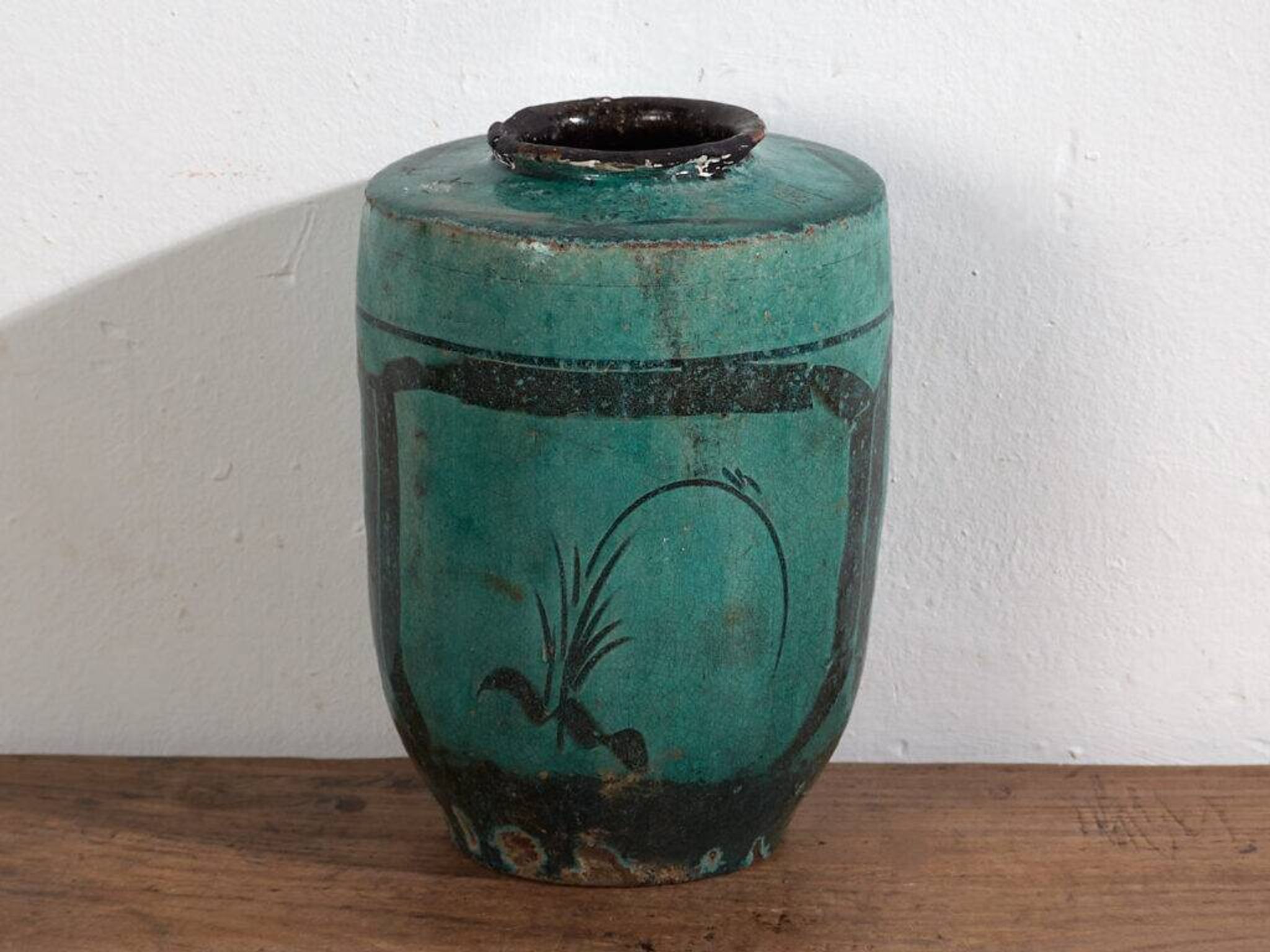 Grand vase ancien vert turquoise (vers 1820) #30