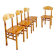 Rainer Daumiller style set of 4 brutalist pine chairs