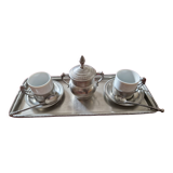Earthenware and pewter coffee service