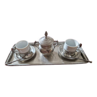 Earthenware and pewter coffee service