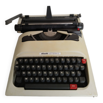 Vintage portable typewriter, beige, Lettera 12, Olivetti, functional