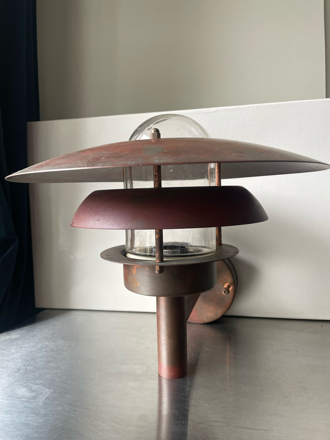 Classic danish mcm outdoor wall lamp in copper