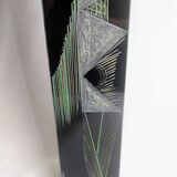 Vase cubiste a Riecke section carrée verre coloré noir  -60 cm