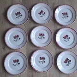 Set of 9 Badonviller flower dinner plates