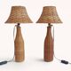 Pair of Table Lamps in Handwoven Wicker and Rattan, France, 1960s