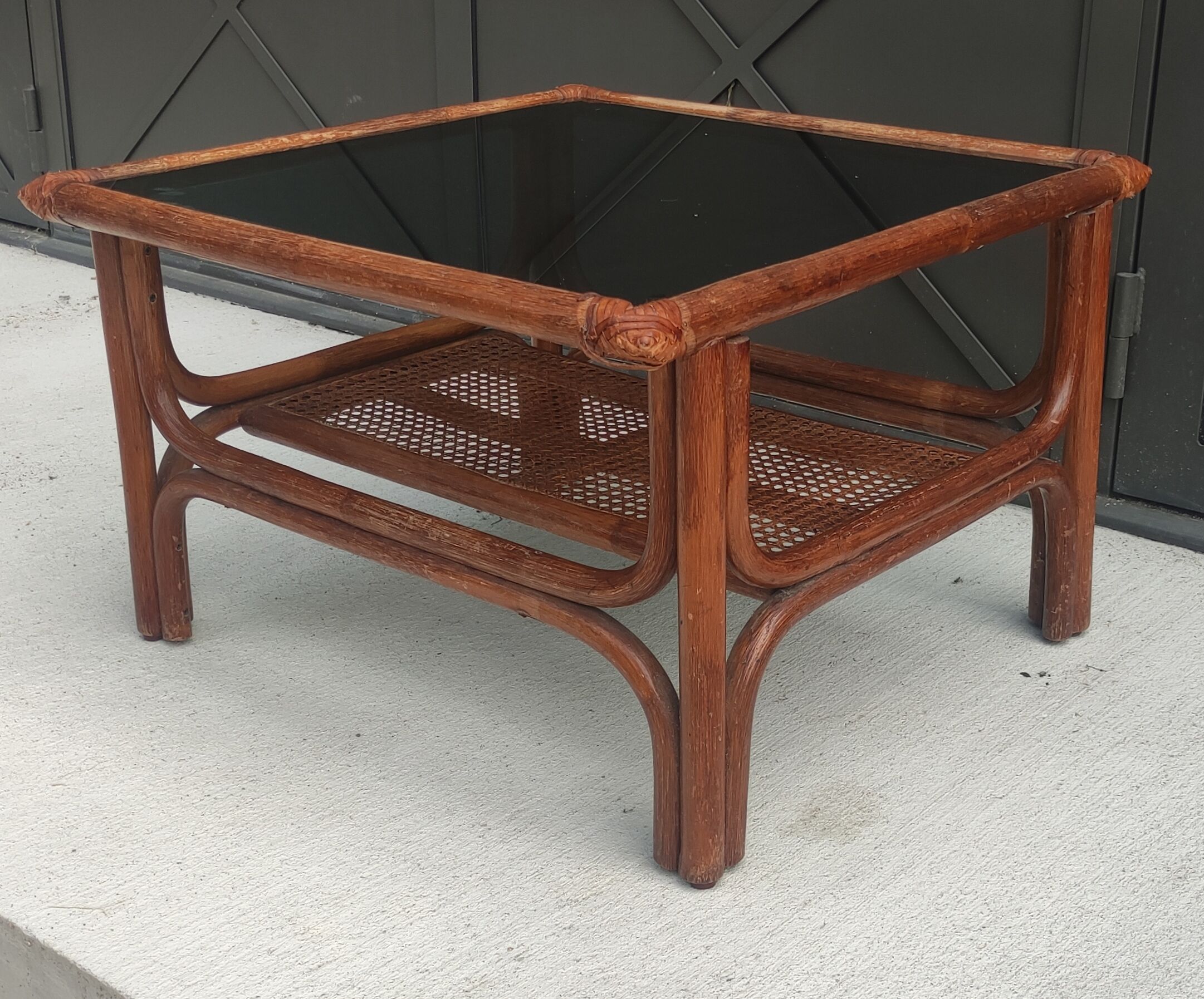 Vintage coffee table bamboo and rattan