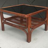 Vintage coffee table bamboo and rattan