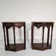 Pair of English 1920s carved oak sidetables