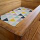 Chest of drawers vintage wood and rattan blond 4 drawers ca 1970