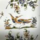 Moustiers, square shallow dish with bird decoration, 20th century.