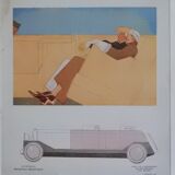 Art Deco illustration luxury car Delaunay Belleville by Benito in 1924