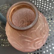 Art Deco vase, frosted moulded glass from the 1930s.