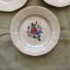 6 plates a decor floral on pink background faience digoin sarreguemine