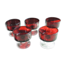 6 old transparent red champagne glasses h8 cm