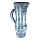Blue ceramic pitcher Jacques Pouchain Dieulefit France 1960