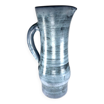 Blue ceramic pitcher Jacques Pouchain Dieulefit France 1960