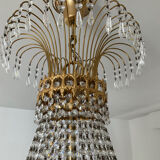 Brass chandelier and crystal tassel waterfall