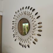 Grand miroir soleil en métal 75 cm, vintage, style Line Vautrin ( 2 )