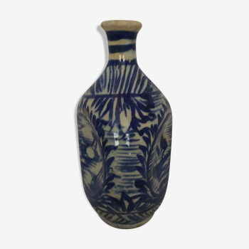 Ceramic vase beige and blue