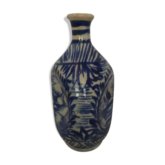 Ceramic vase beige and blue
