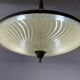 Large UFO design ceiling light in brass and printed glass, 1950s, Italy.
