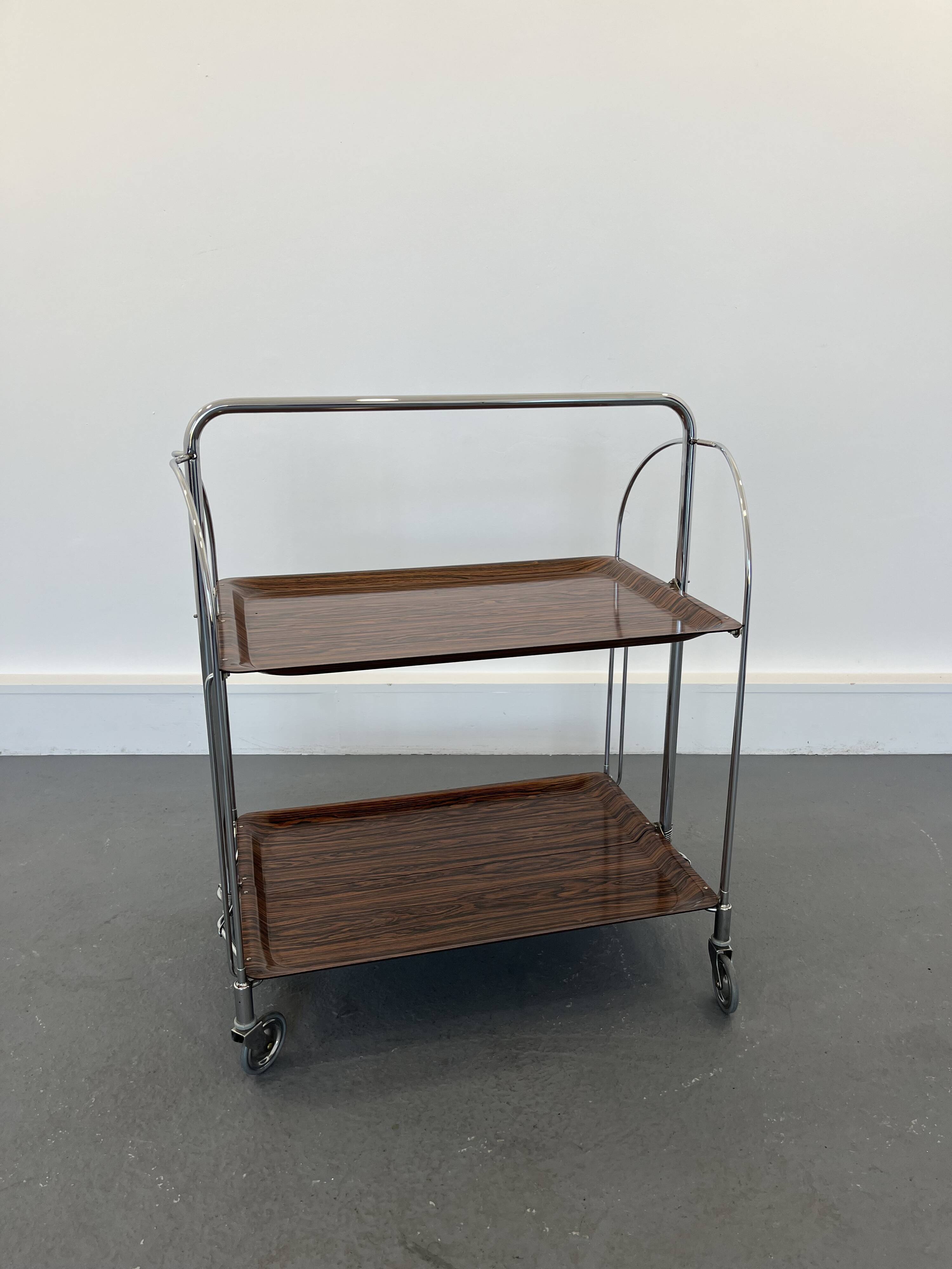 Mid-century foldable serving trolley from bremshey solingen,1960s