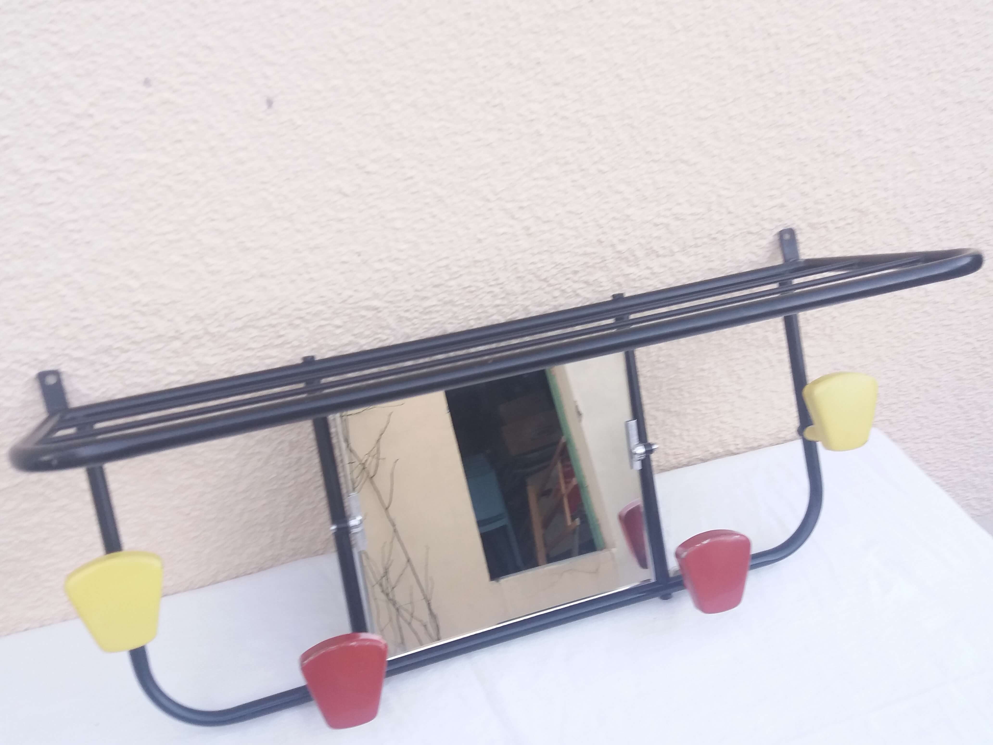 Wall coat holder with mirror