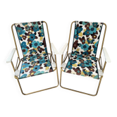 Pair of vintage Lafuma armchairs from the 60s/70s – Made in France – floral fabric