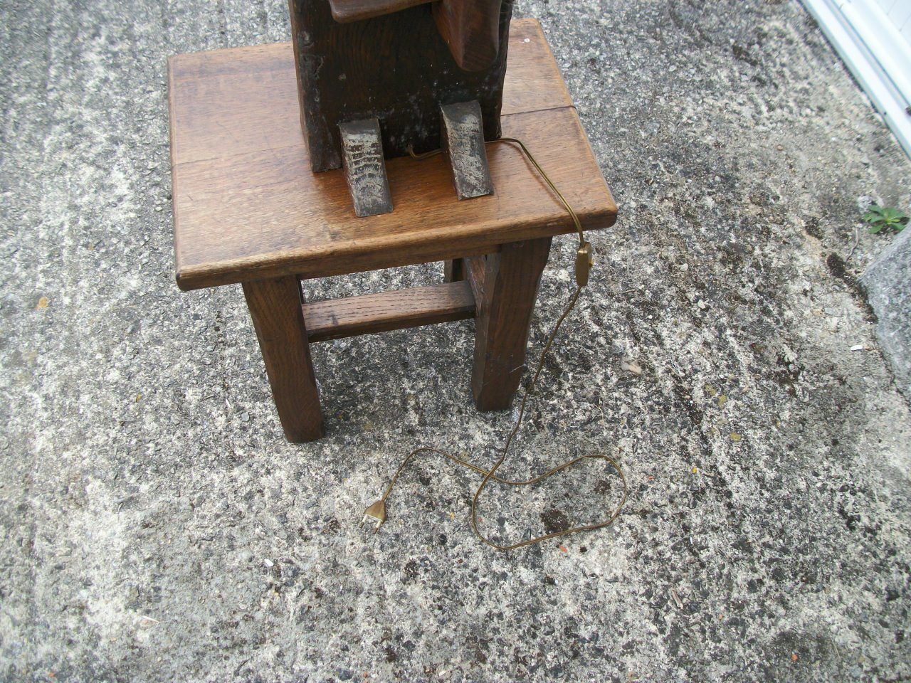 Brutalist lamp and its stool
