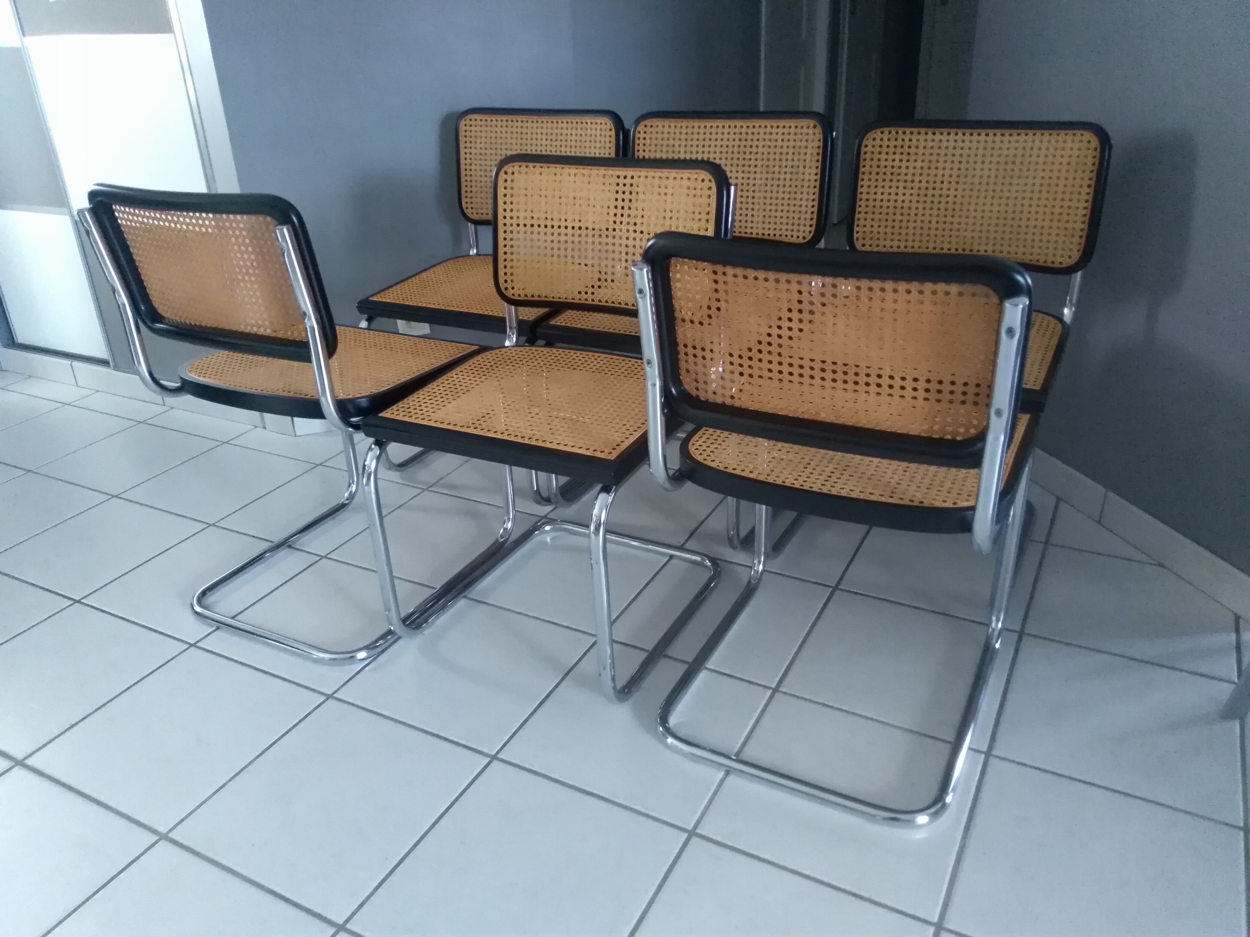 Suite of 6 chairs Cesca B32 by Marcel Breuer years 1992