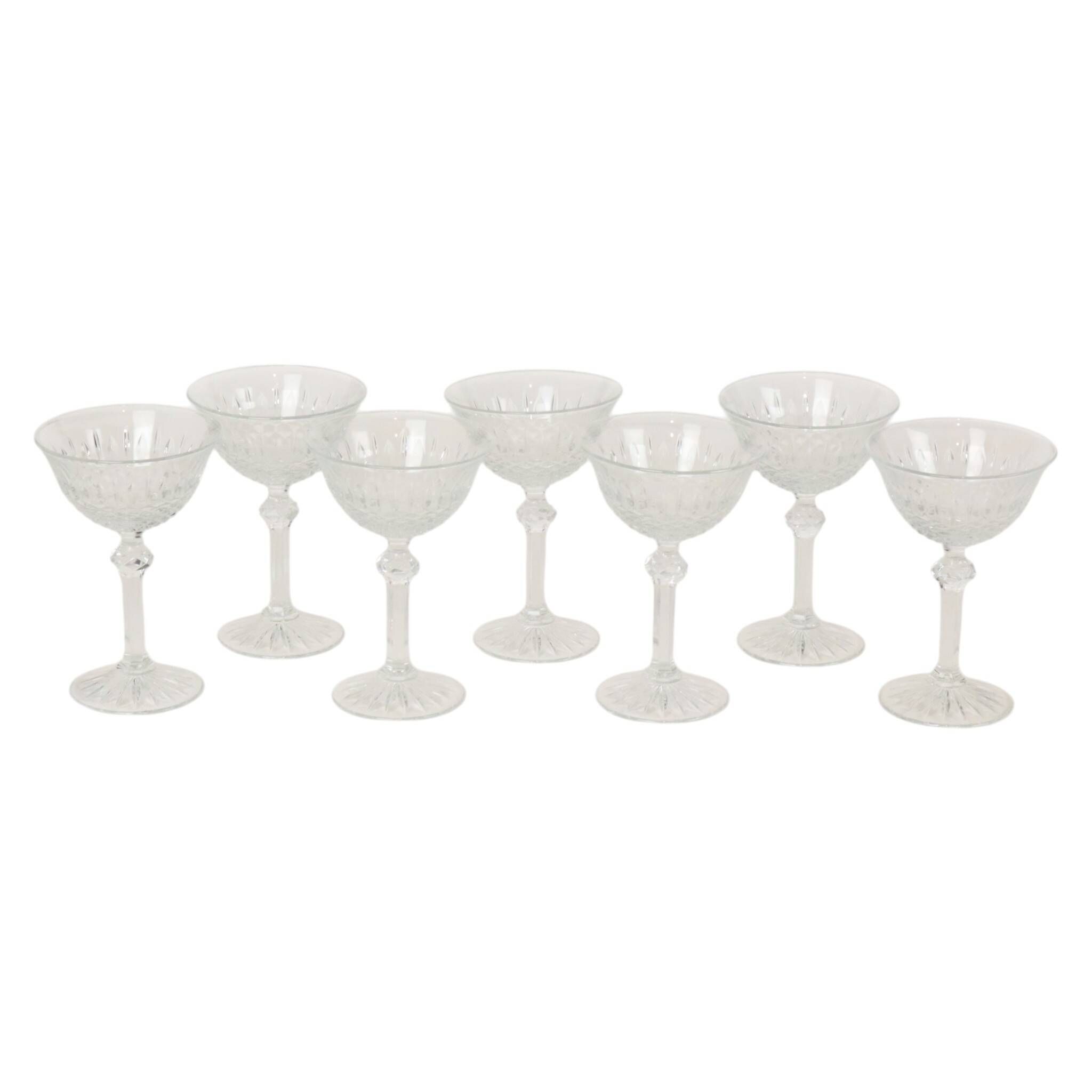 Set of 7 Regency Fidenza Crystal Champagne Glasses